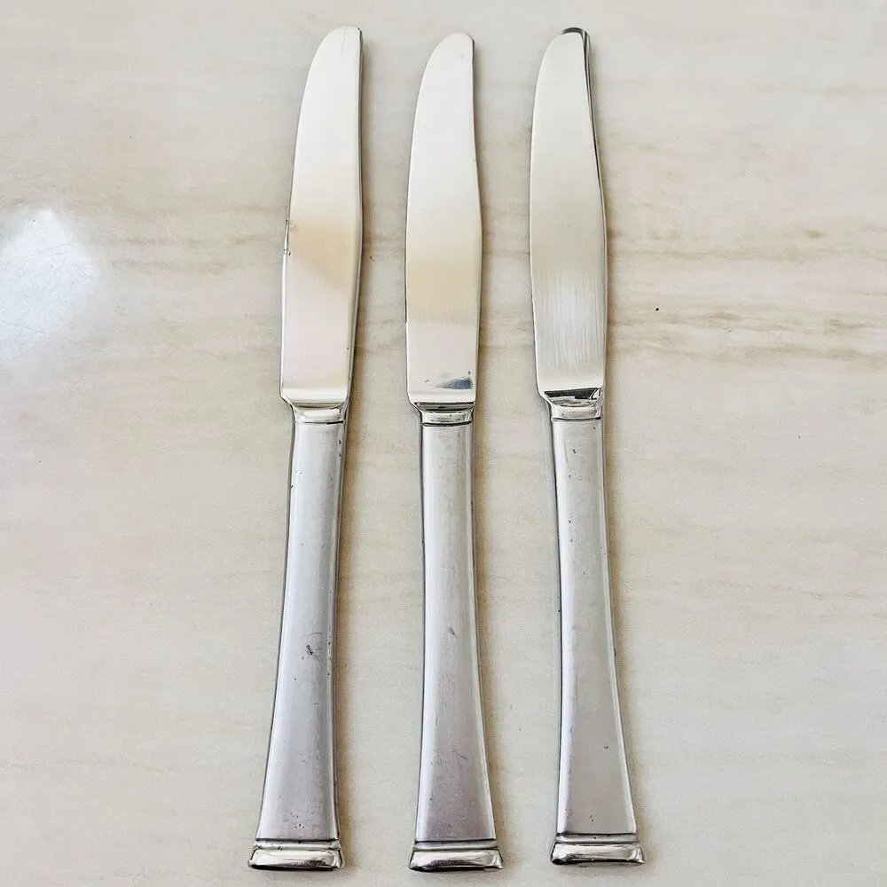3pc CAMBRIDGE CBS98 Stainless Dinner Knife 9 3/8” Frosted 18/8 Glossy Tip & Bowl
